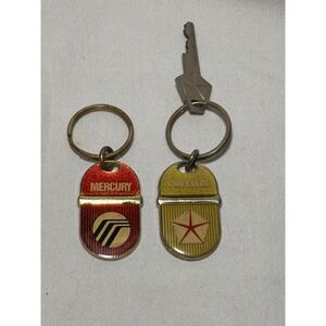 Vintage Mercury and Chrysler Keychain Lot Automotive Pentastar Logo Red Gold
